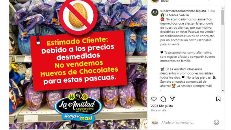 “No hay plata”: Pascuas sin huevos en el supermercado.